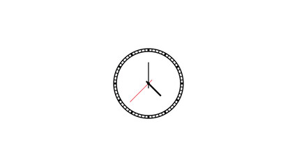 Analogue wall clock vector with hour, minutes, and seconds hands, Analogue clock icon vector illustration