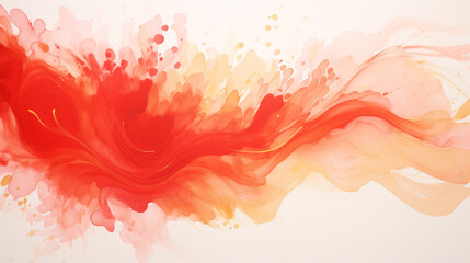 Red and gold watercolor on paper abstract background