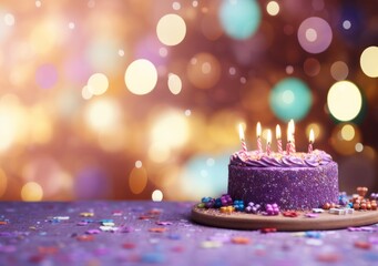 Chocolate birthday cake with candles