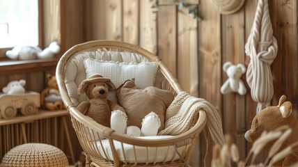 Fototapeta na wymiar Baby cot in a cozy room.