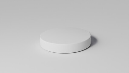 blank white cylinder on white background for mockup, white podium for product display, 3d render