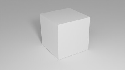 blank white box on white background for box packaging mockup, 3d mockup square box, 3d render