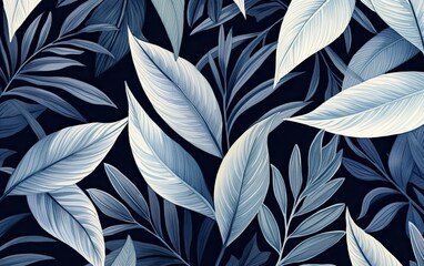 An illustration of leaves on a dark blue background