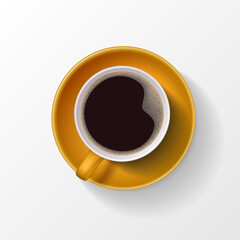 Cup of black coffee on a white background. Vector illustration. Sketch for creativity.