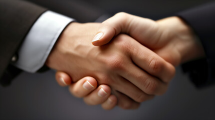 Obraz premium Professional handshake against a dark background.