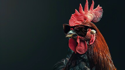 Rooster Wearing Sunglasses with Space for Copy (Generative AI)