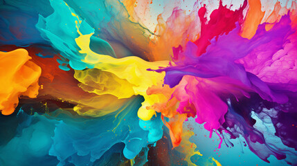 Vibrant abstract background with mixing and swirling of paint liquid