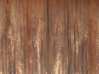 Old classic wall with vintage brown beech wood panels
