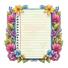 2d vector illustration colorful Lined paper with flowers frame the sweet made of Design a watercolor floral lined page
