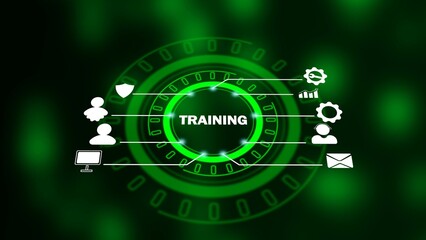 Technology business concept and business success icon. growth business training development E-learning concept with training text illustration.