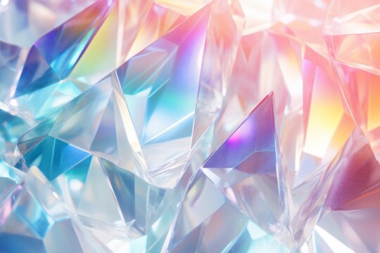 Crystal prism rainbow light refraction texture background. Holographic flare on a white wall