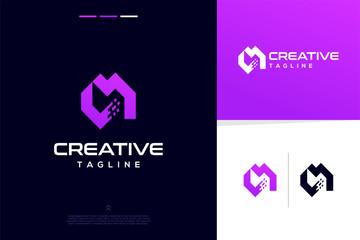 Abstract alphabet modern futuristic letter m design concept for branding logo design inspirations