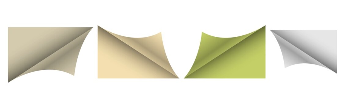 Paper Corner Folds - Set of four paper corner folds isolated on white background.