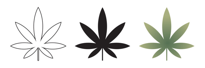 Cannabis outline, flat and gradient - obrazy, fototapety, plakaty