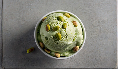 Single Scoop of Green Pistachio Ice Cream