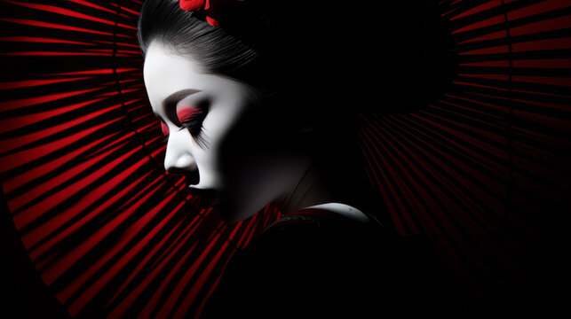 Noir Grace: The Geisha's Silent Tale - Beautiful Women Portrait