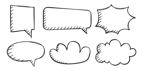 Set of hand drawn speech bubbles. Vector illustration
