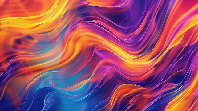 Abstract Colorful Wavy Lines Background. Digital abstract background with a fluid design of intertwining wavy lines in warm and cool colors, Beautiful Generative Ai