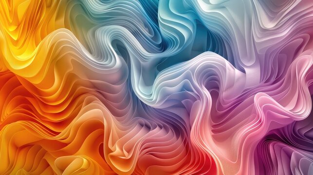Abstract Colorful Wavy Lines Background. Digital abstract background with a fluid design of intertwining wavy lines in warm and cool colors, Beautiful Generative Ai