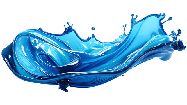 blue paint liquid splash isolated against transparent background
