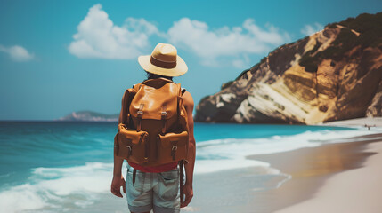 tourists and look at the turquoise ocean Gather happiness during the summer holidays.