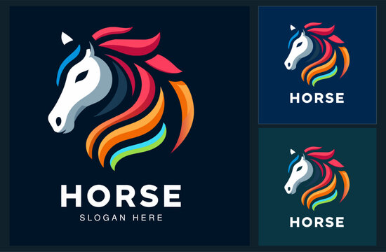Horse logo with colorful concept, gradient colorful style