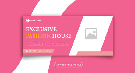 Exclusive Fashion House facebook cover web banner social media template design