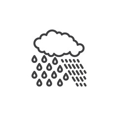 Cloud with rain drops line icon