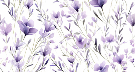 purple flowers watercolor pattern