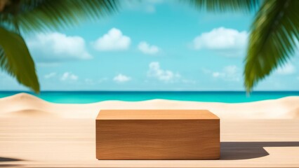 Fototapeta premium A square pedestal on a tropical beach.