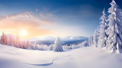 Fototapeta premium Natural winter landscape aerial drone top view