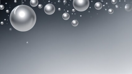 Gradient futuristic background with metallic silver orb and bubble textures 