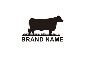  Farm Cattle Angus Livestock Beef Emblem Label logo design vector