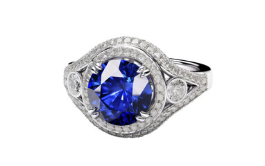 Glittering Diamond Halo Ring on transparent background