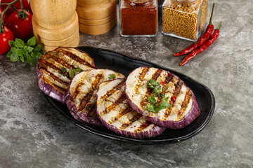 Grilled eggplant slices with cilantro