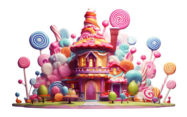 Authentic Candy Land House Image on transparent background