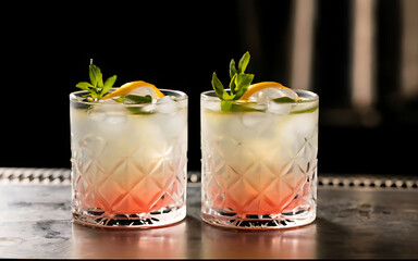 Fresh and refreshing cocktails based on gin a distinctive herbal flavor bar