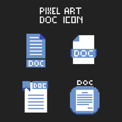 this is doc file icon in pixel art with simple color and black background ,this item good for presentations,stickers, icons, t shirt design,game asset,logo and project.