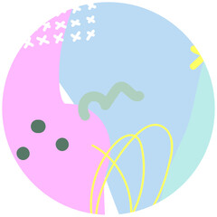 Pastel abstract circle irregular shape and doodle line background