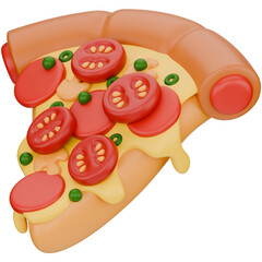 3d slice of pizza. 3d render illustration isolated on white background with food theme.