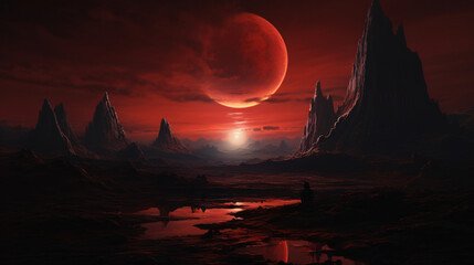 A painting of a red planet