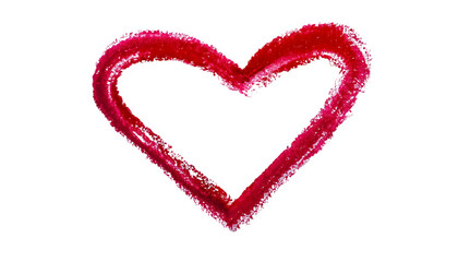 red heart shape outline with lipstick isolated on transparent background png