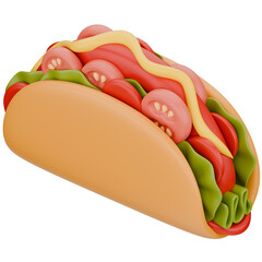 3d taco. 3d render illustration isolated on white background with food theme.