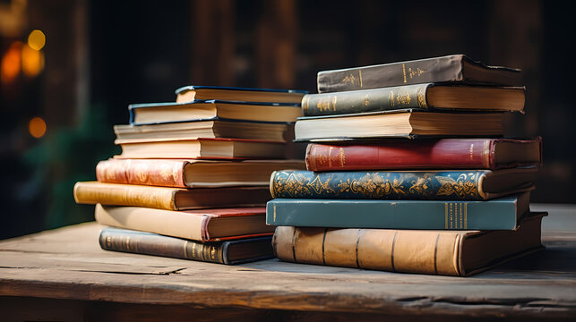 Stack of books on minimalist background, perfect for educational or literary themes