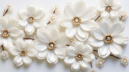 Fototapeta na wymiar A bunch of white flowers with white centers.