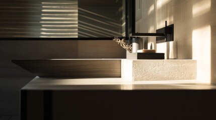 Close up of Minimalist modern bathroom interior, luxury