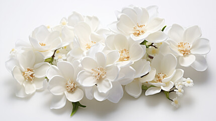 A bunch of white flowers with white centers.