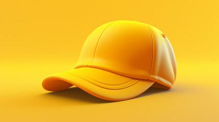 A cartoon cap with a yellow background, 3D rendering.