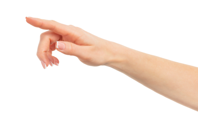 Female finger pointing or touching something. Isolated on white background - Powered by Adobe