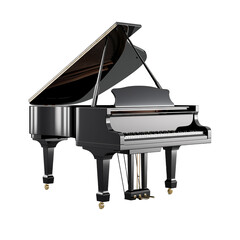 Grand piano isolated on white and transparent background. Ideal for use in advertising. Generative ai